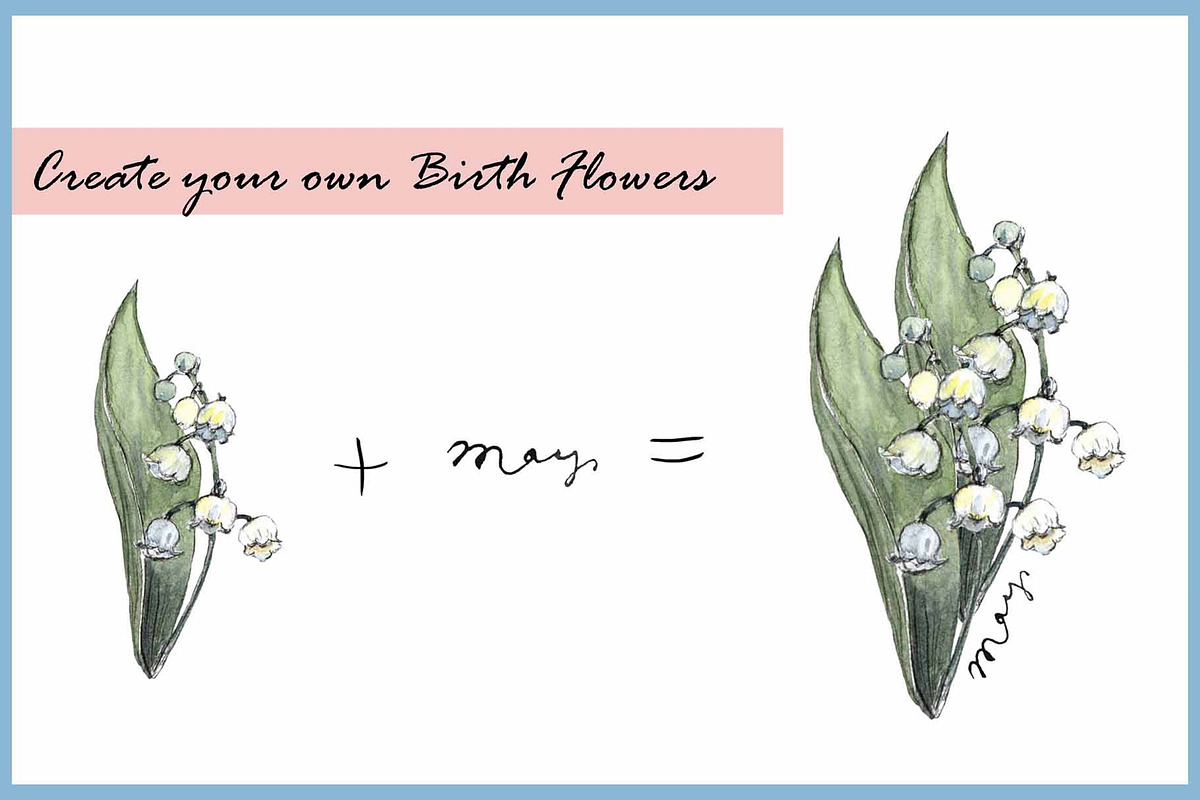 Birth Flower Clipart Digital Paper, a Decorative Illustration by VianneArt (Photo 6 of 9)