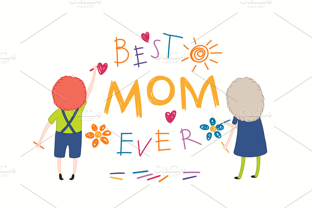Mothers Day card with kids drawing, a Person Illustration by sceptical cactus