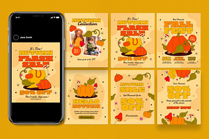 Retro Autumn Instagram Portrait Post, a Social Media Template by Guuver