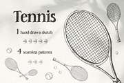 Tennis. Sketch and patterns, a Sport Illustration by Canatic (Thumbnail 1 of 7)