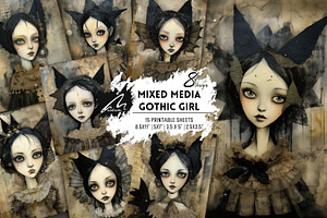 Whimsical Gothic Girl, Collage Page, a Person Illustration by Digital Art Mahdiseño