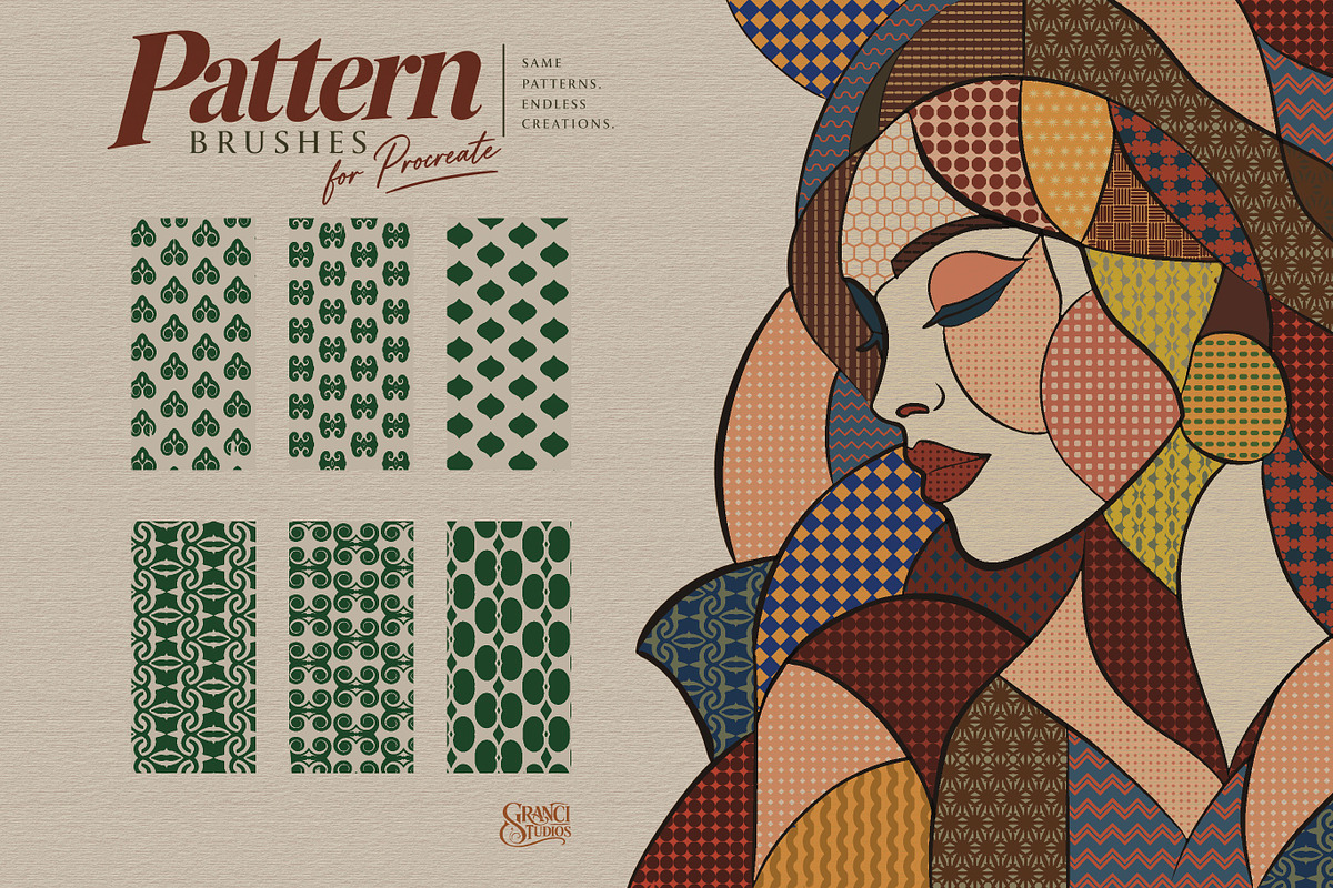 Pattern Impression Procreate Brushes, a Brush Add-On by GRANCI STUDIOS (Photo 9 of 10)
