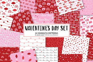Valentines Day seamless patterns