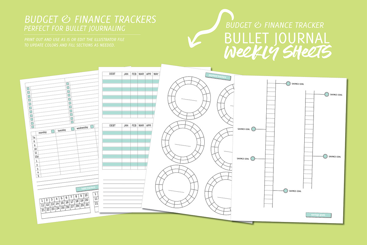 Budget/Finance Weekly Planner Pages, a Stationery Template by Bella+Sophia Creative (Photo 2 of 2)