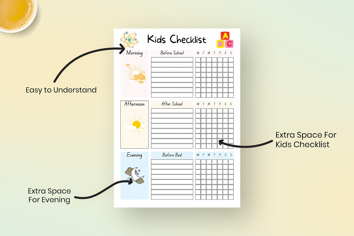 Printable Checklist For Kids, a Print Template by Snapybiz