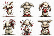 Funny Valentine Bunny Clipart, an Illustration by Craft Nest (Thumbnail 5 of 10)