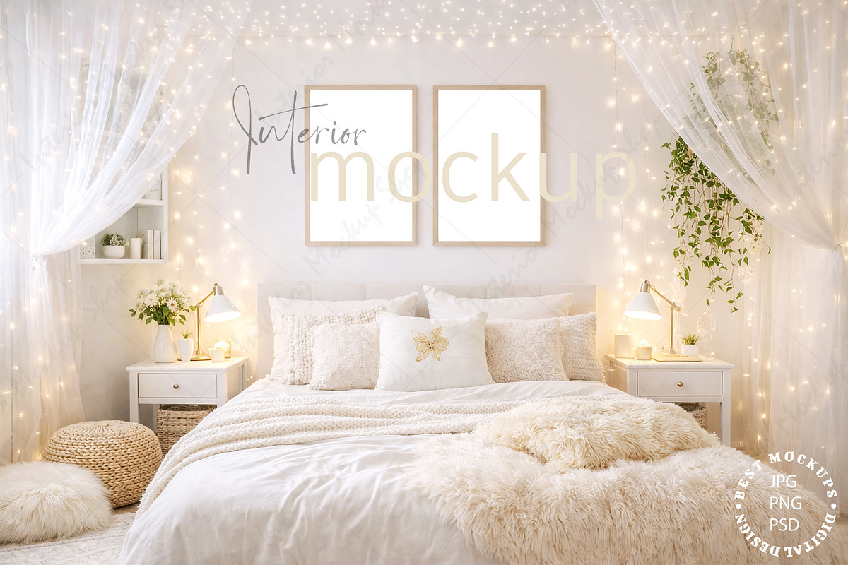Bedroom Frame Mockup PSD JPG PNG, a Product Mockup by Mockup Shop (Photo 2 of 2)