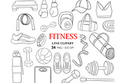 Fitness Black Line Clipart PNG, an Object Graphic by PatternPalette (Thumbnail 1 of 2)