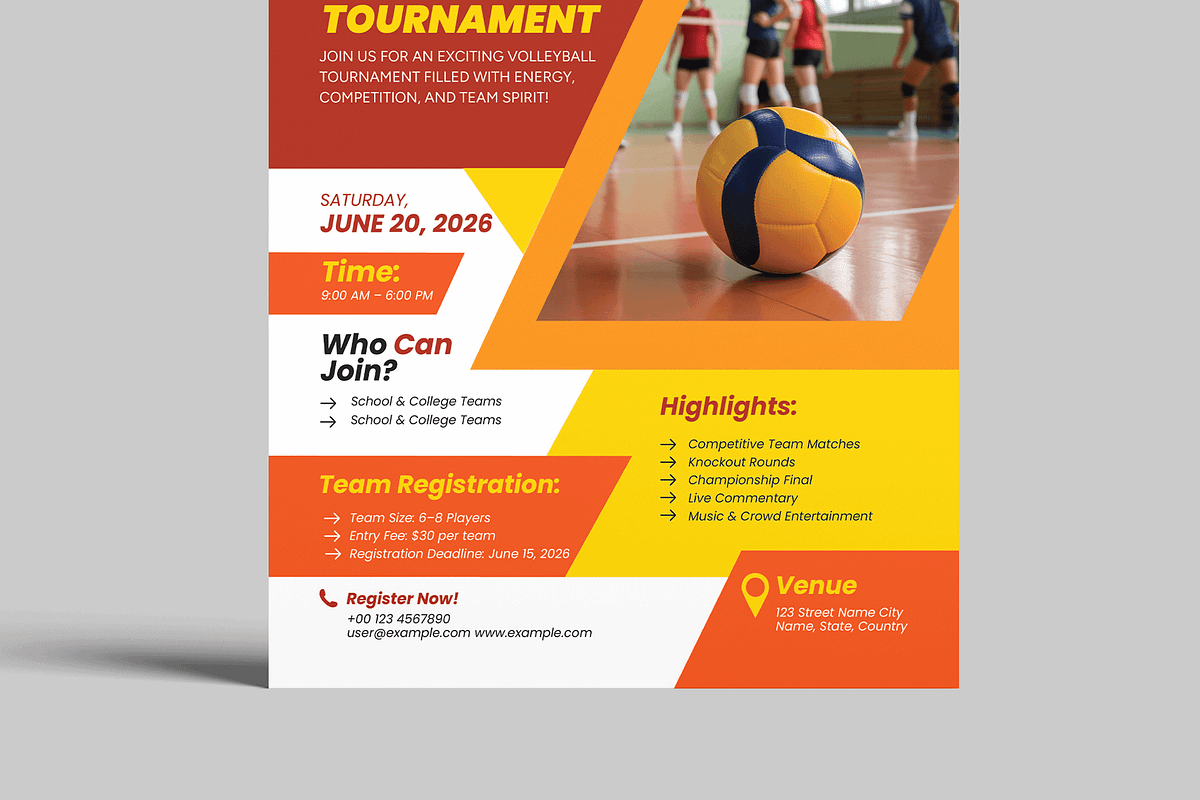 Volleyball Tournament Flyer Design, a Flyer Template by MightyDesign (Photo 5 of 8)