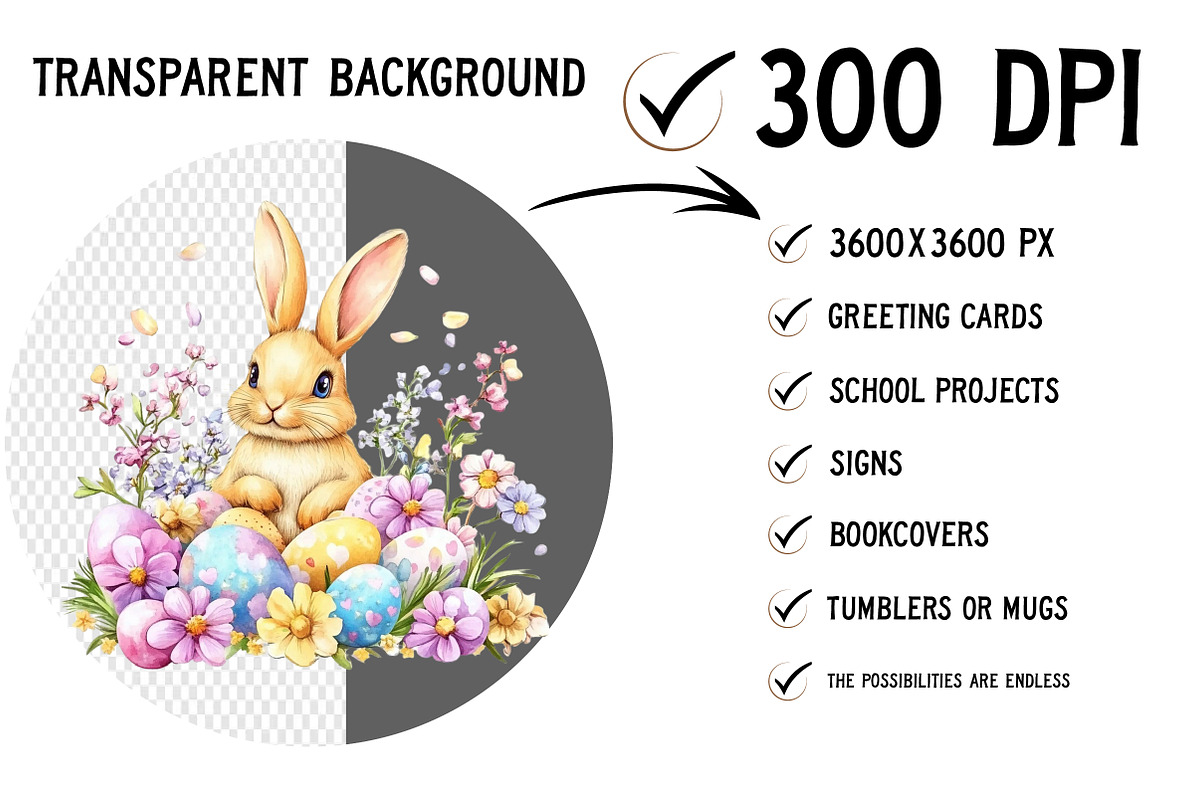 Watercolor Easter Clipart PNG, an Illustration by Craft Nest (Photo 2 of 12)