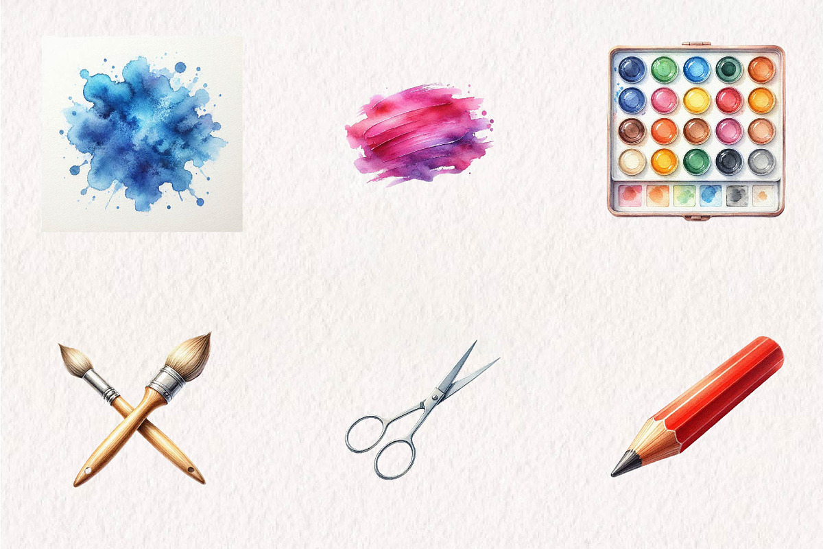 Watercolor Artist Clipart, a Seasonal Illustration by CreationArt (Photo 3 of 7)