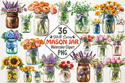 Spring Mason Jar Floral Clipart Set, an Illustration by RobertsArt (Thumbnail 1 of 5)
