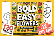 Bold and Easy Flowers Coloring Pages, a Decorative Illustration by Ink Gallery (Thumbnail 1 of 4)