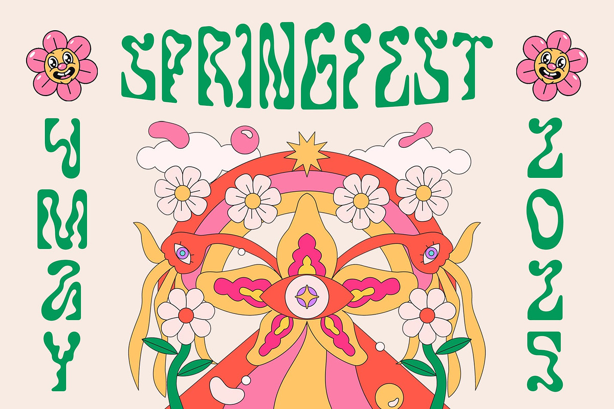 CS Grained – Psychedelic Font, a Sans Serif Font by Craft Supply Co. (Photo 2 of 8)