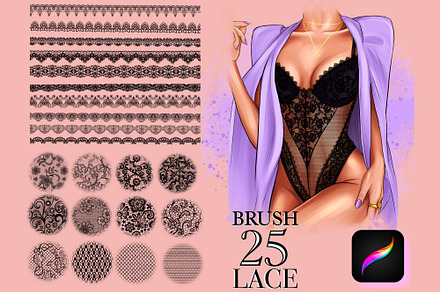 Procreate lace texture brushes, Proc, a Brush Add-On by Elenbushe