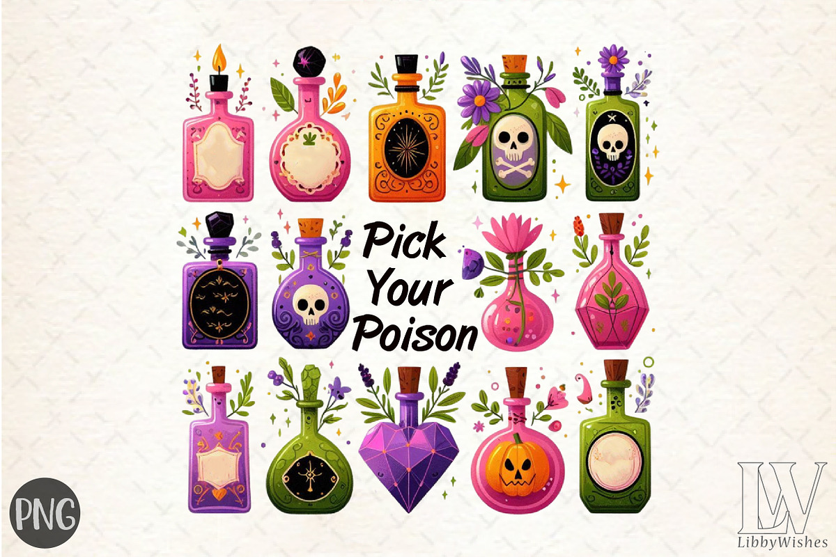 Pick Your Poison Png,Spooky Season P, an Illustration by Libby Wishes (Photo 1 of 6)