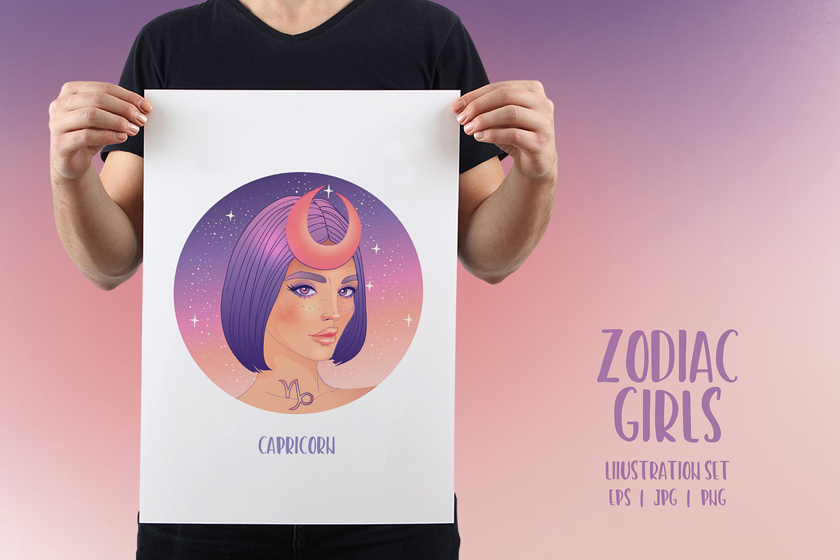 12 Zodiac Girls. Vector set., a Person Illustration by Varvara Gorbash (Photo 4 of 7)