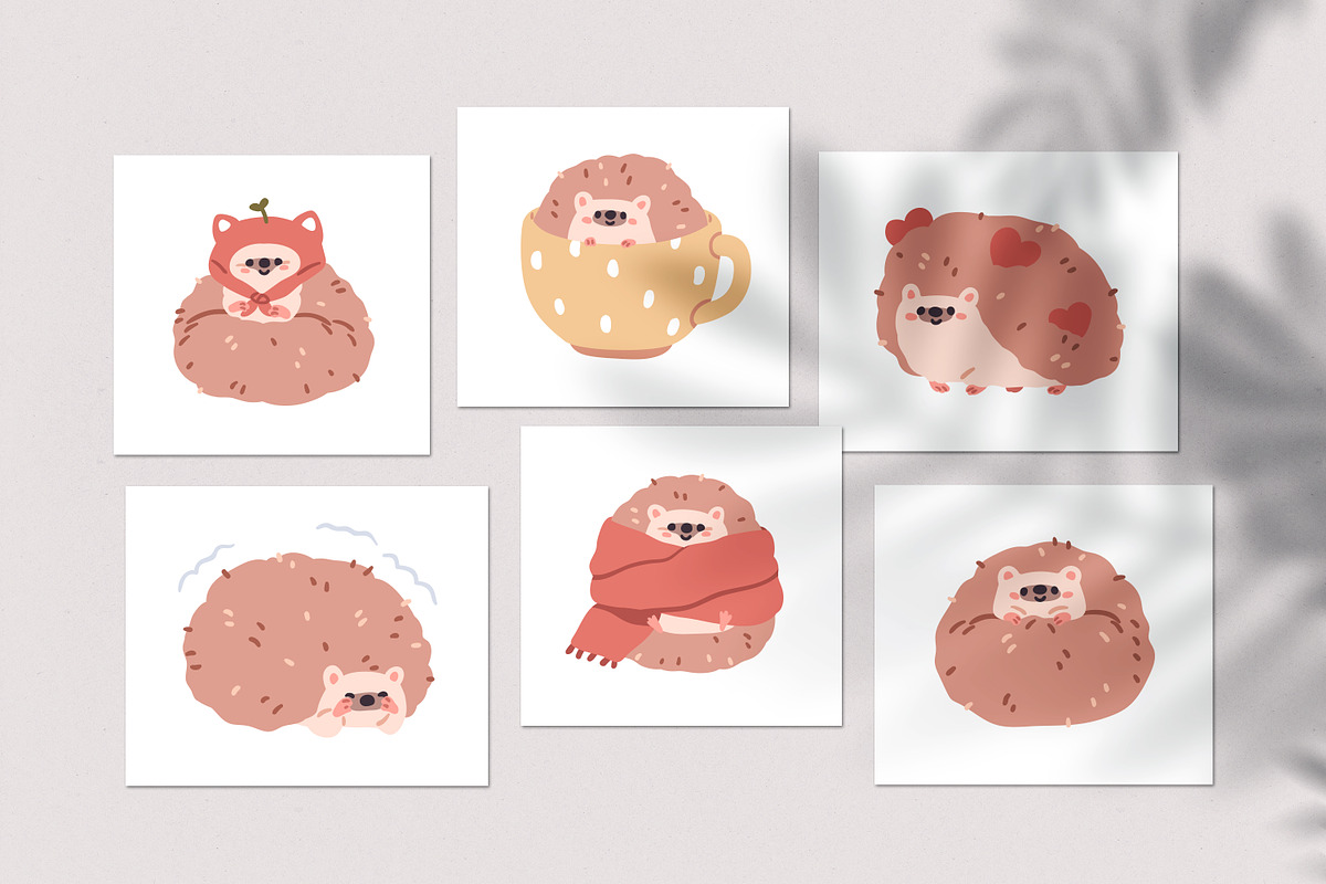 Cute funny hedgehogs animals set, an Animal Illustration by Good Studio (Photo 6 of 9)