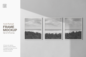 11x14 Portrait, 3 Frame Mockup