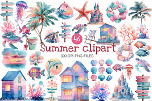 Watercolor Summer clipart, an Illustration by Designworld