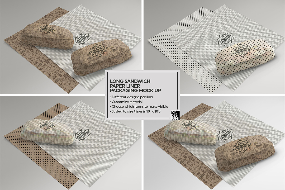 Long Sandwich Paper Liner Mockup, a Product Mockup by INCDesign (Photo 2 of 6)