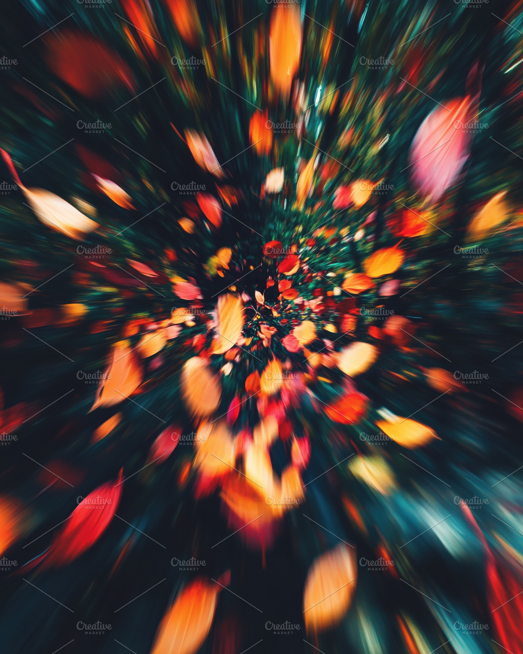 A vibrant swirl of autumn leaves in various shades of red, orange, and yellow,, a Photo by Textures & Backgrounds