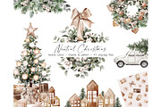 Watercolor Neutral Christmas clipart, a Seasonal Illustration by Lemon design (Thumbnail 1 of 11)