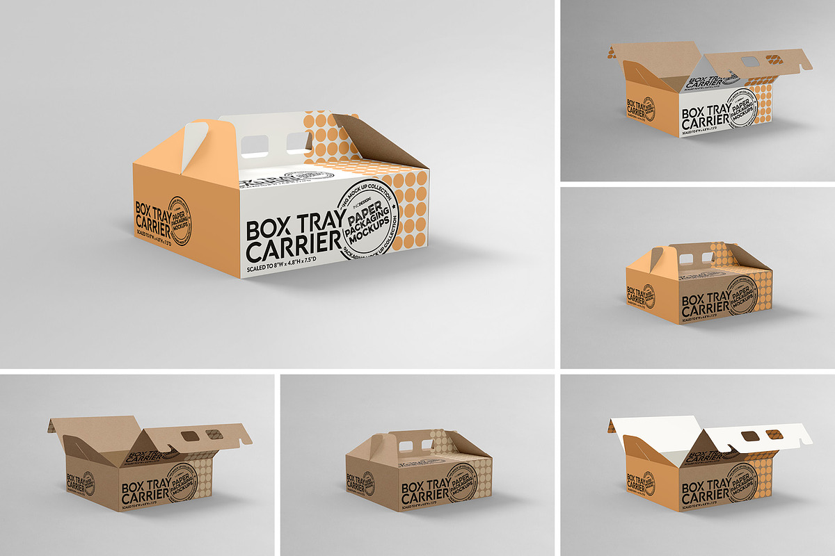 Box Carrier Tray Packaging Mockup, a Cups & Container Mockup by INCDesign (Photo 4 of 7)