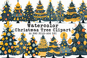 Christmas Tree Clipart, an Illustration by Libby Wishes (Thumbnail 1 of 7)