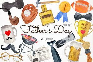 Watercolor Father's Day Clipart, Dad, an Illustration by Paulaparaula