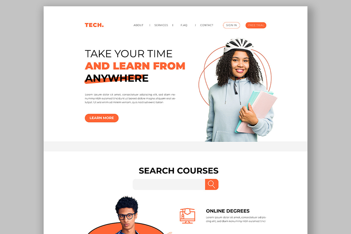 Online Course Website Landing Page, an UI Kit Template by CreativeShaper (Photo 2 of 4)