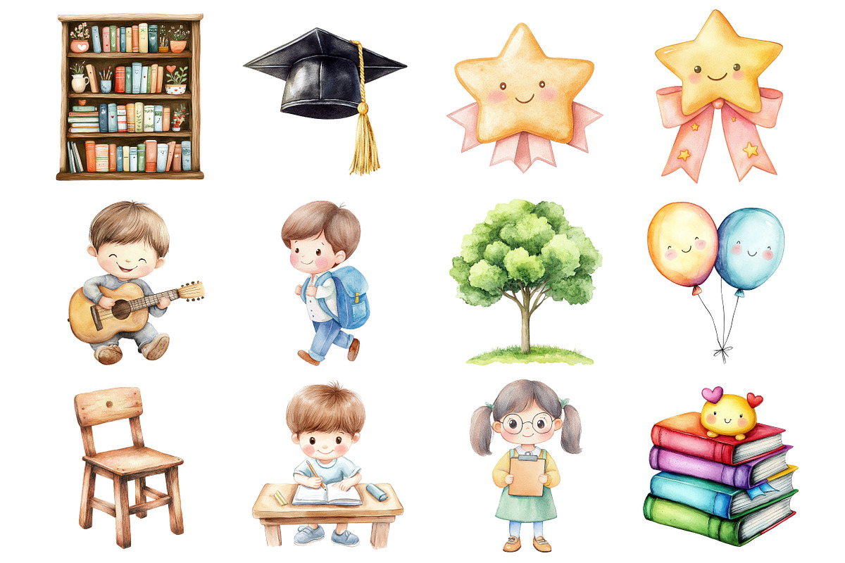 Kawaii School Teacher & Student, a Seasonal Illustration by CitraGraphics (Photo 2 of 4)