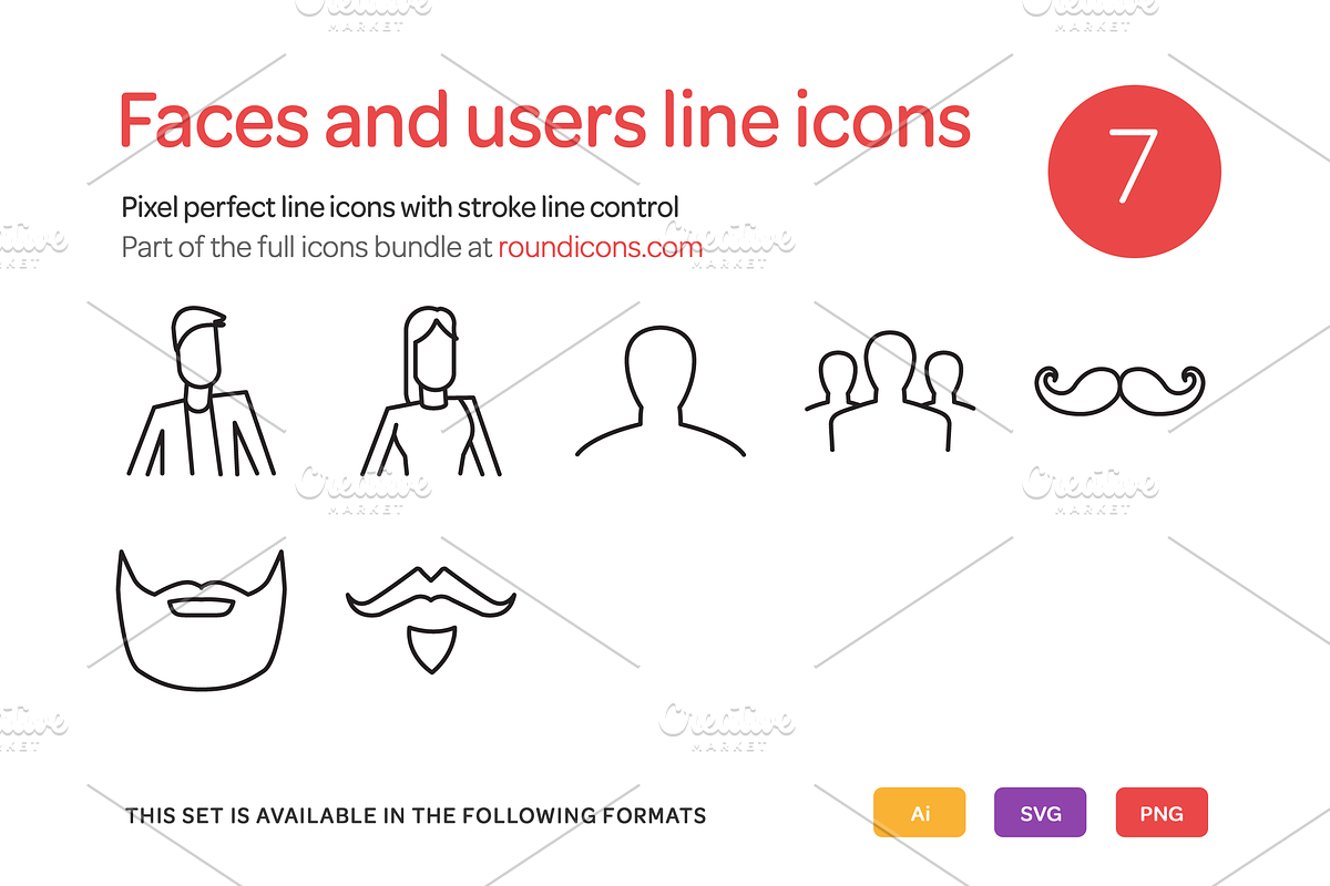 Faces and Users Line Icons Set, an Icon by Vectopus.com