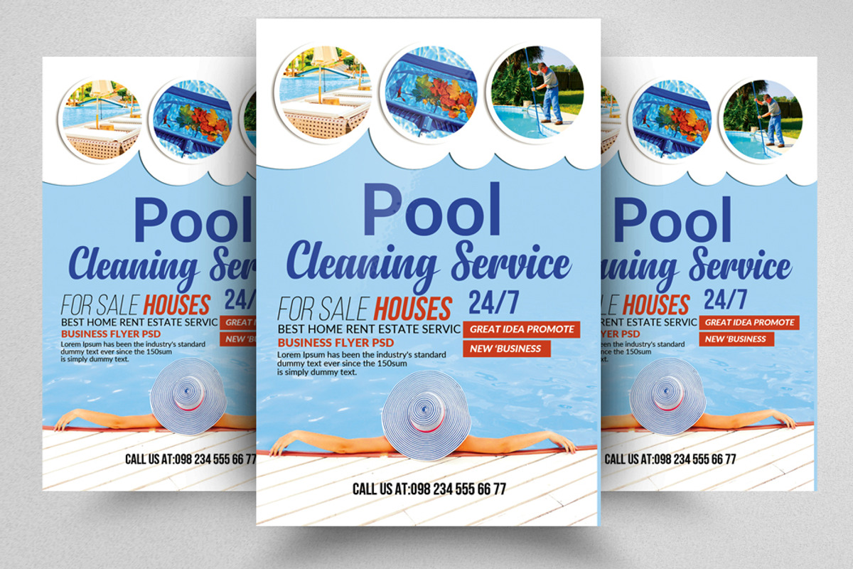 10 Pool Cleaning Flyers Bundle, a Flyer Template by Psd Templates (Photo 3 of 11)