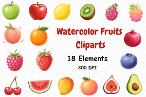Watercolor Fruits Clipart, a Food Illustration by BerryPieArt