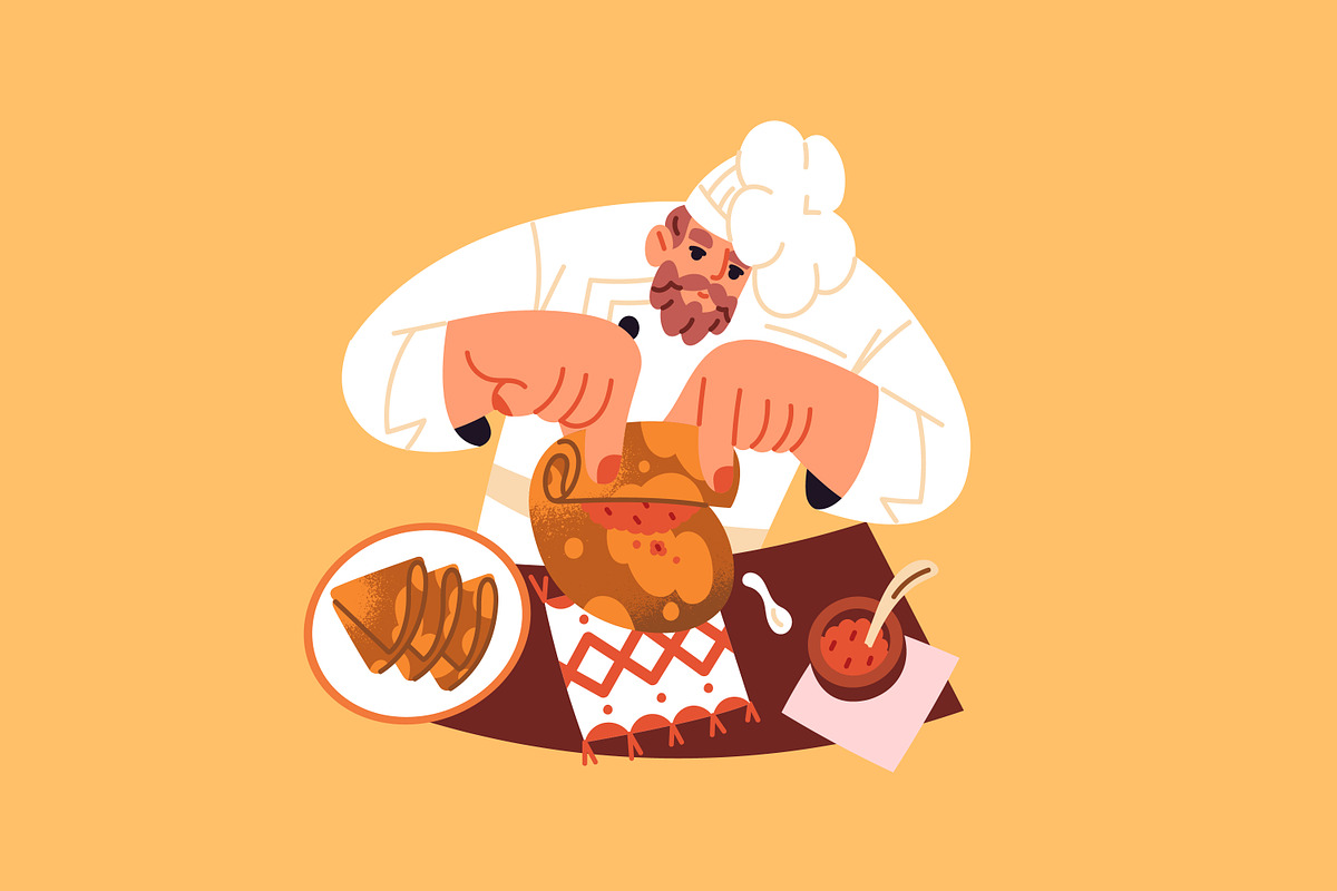 Chefs cooking food set, a Food Illustration by PaperTrident (Photo 5 of 11)