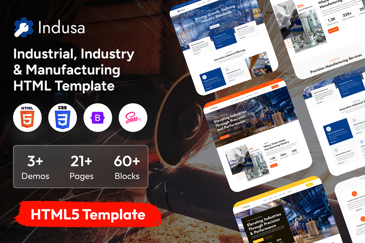 Indusa - Industrial HTML Template, a HTML Template by FleexStudio (Photo 1 of 3)
