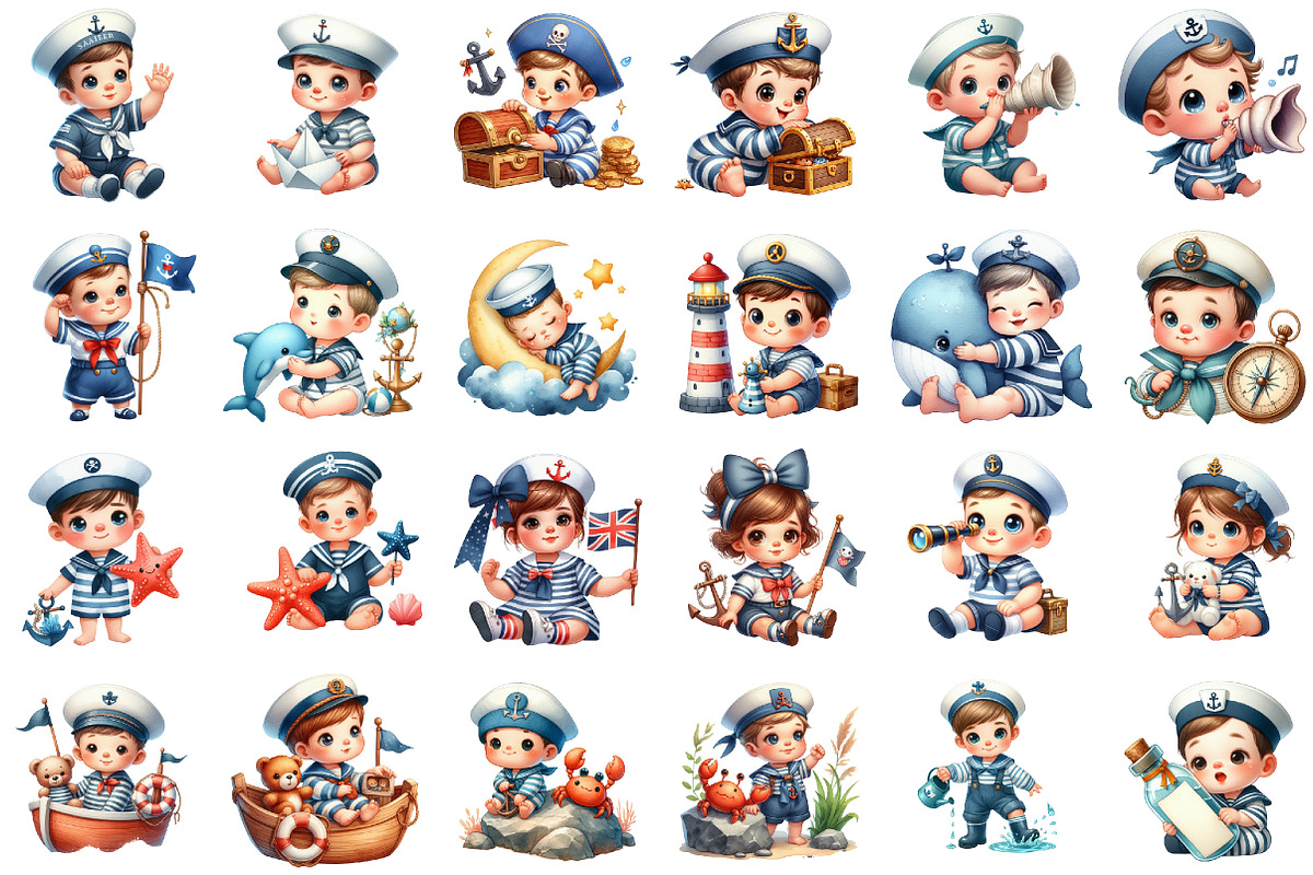Sailor Clipart, Baby Nautical Clipar, an Illustration by Sublimation Artist (Photo 2 of 6)