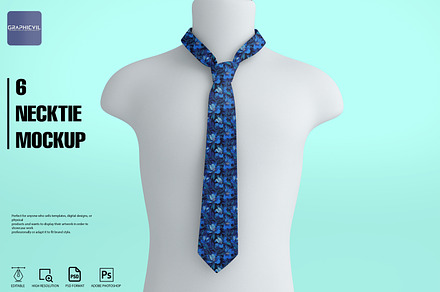 Dye sublimation Necktie Mockup Tie, an Apparel Mockup by GraphicVil