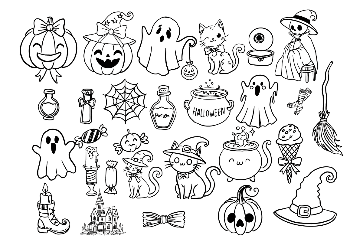 Whims Halloween Line Art, a Decorative Illustration by HunEyy (Photo 2 of 8)