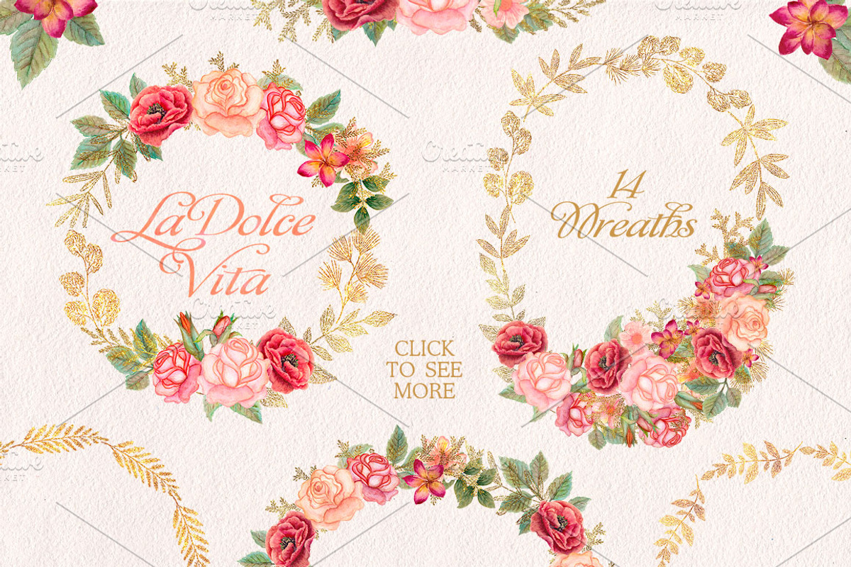 Watercolor wedding glitter flowers, an Illustration by antuanetto (Photo 4 of 13)