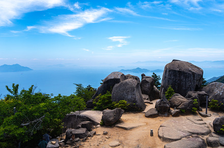 Seto Inland Sea and Hiroshima Bay from Mount Misen summit, Miyaj