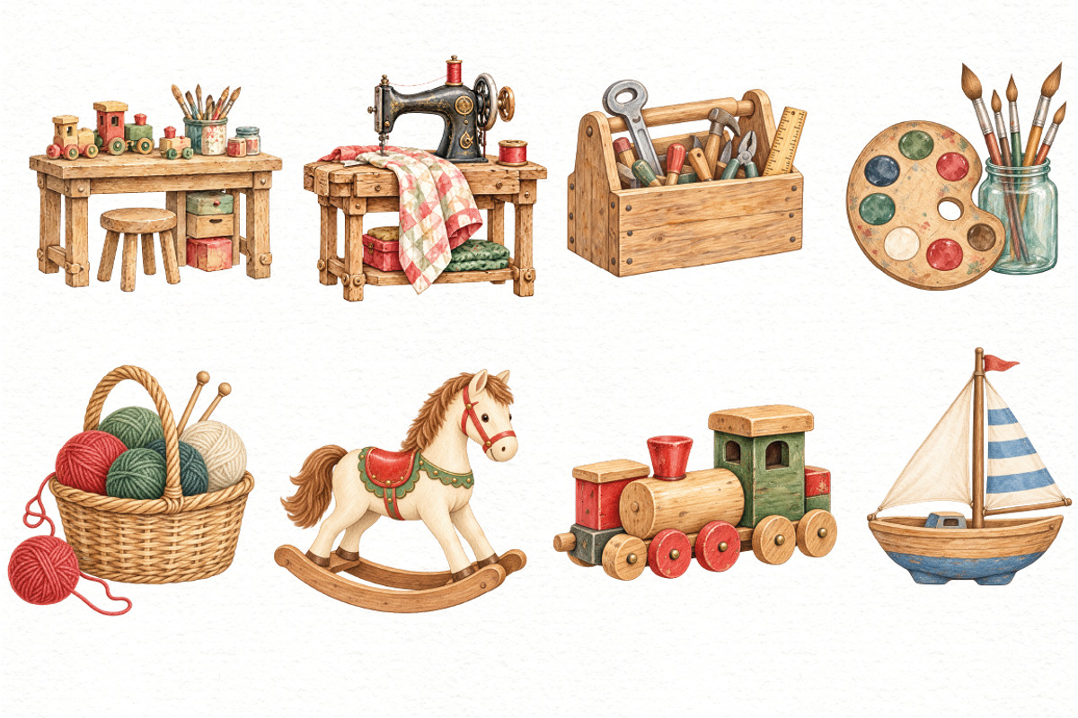 Christmas Watercolor PNG, a Seasonal Illustration by Villa 11 Estudio (Photo 5 of 9)