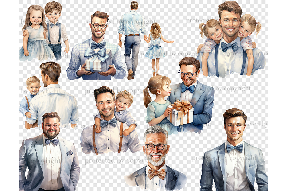 Fathers Day Clipart Collection, a Person Illustration by GlamArtZhanna (Photo 4 of 4)