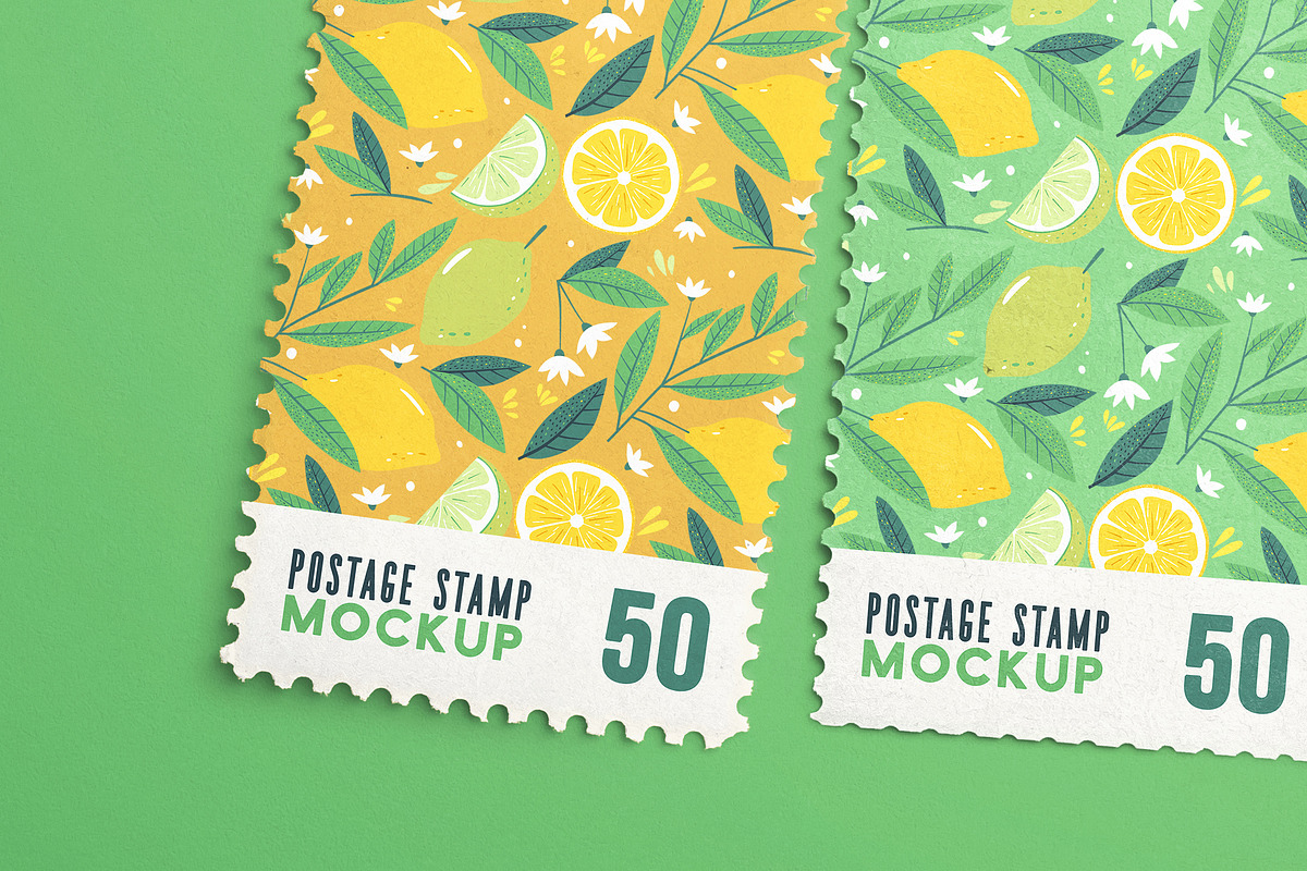 Four Postage Stamps Mockup, an Advertising Mockup by Custom Scene (Photo 3 of 11)