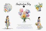 Watercolor Amsterdam City Clipart, an Illustration by CreationArt (Thumbnail 5 of 7)