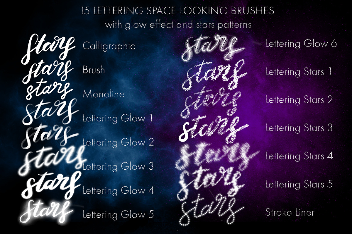 Procreate Galactic Lettering Bundle preview 2