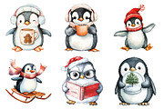 Cute Penguin Christmas Clipart, an Illustration by Daily.Designs (Thumbnail 4 of 5)