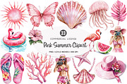 Pink Summer Sublimation Clipart, an Illustration by SinaCreation (Thumbnail 1 of 5)