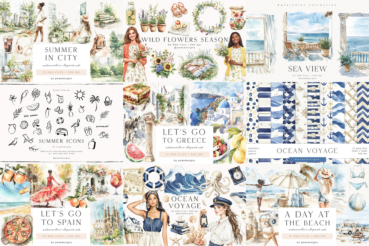 Summer & Travel Bundle, a Seasonal Illustration by PeDe Designs (Photo 3 of 15)
